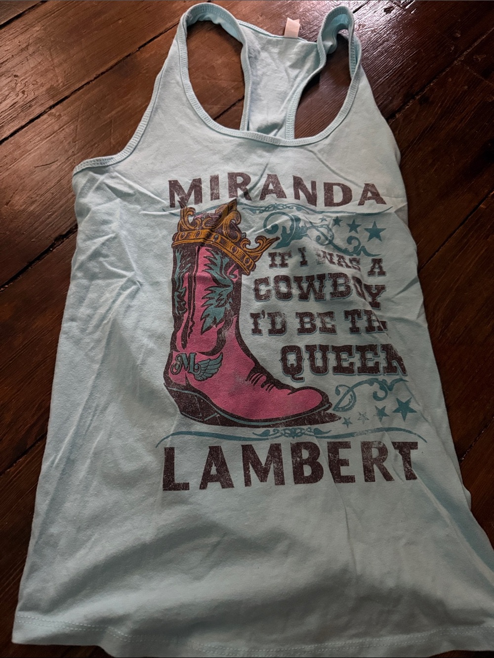 Miranda Lambert Light Blue Graphic Racerback Tank Top
